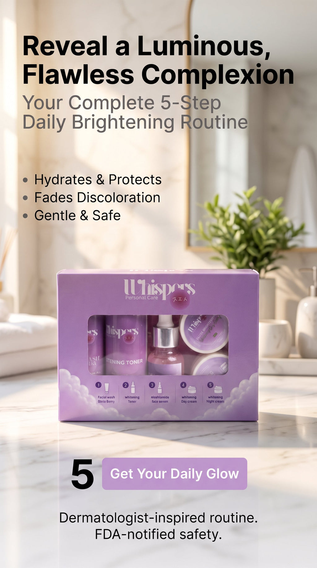 GLUTA BRIGHTENING SET /MAINTANING THE GLOW W/ DRAWSTRING POUCH