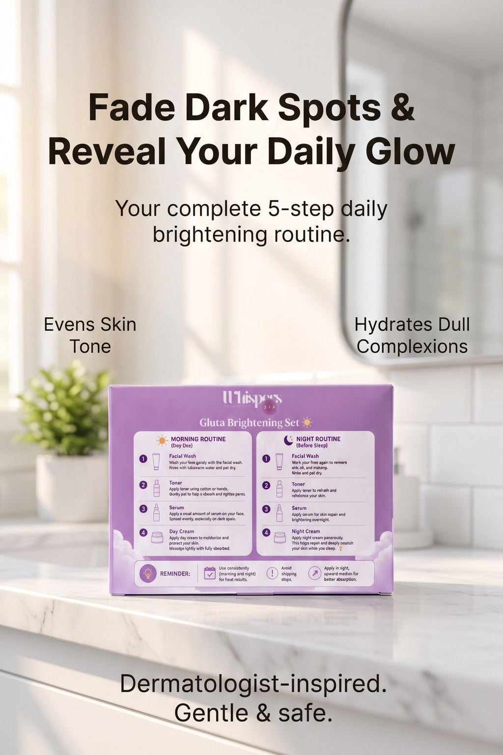 GLUTA BRIGHTENING SET /MAINTANING THE GLOW W/ DRAWSTRING POUCH
